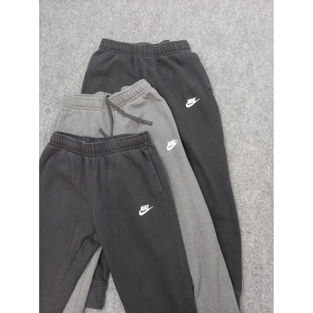 Lot 3 Nike Sweat Pants Joggers Mens Small Black Gray Logo Club Fleece Gym sports